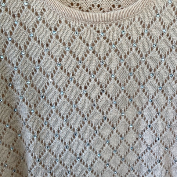 Michael Kors Cashmere Rhinestone Sweater Pink Peach L - Picture 3 of 5